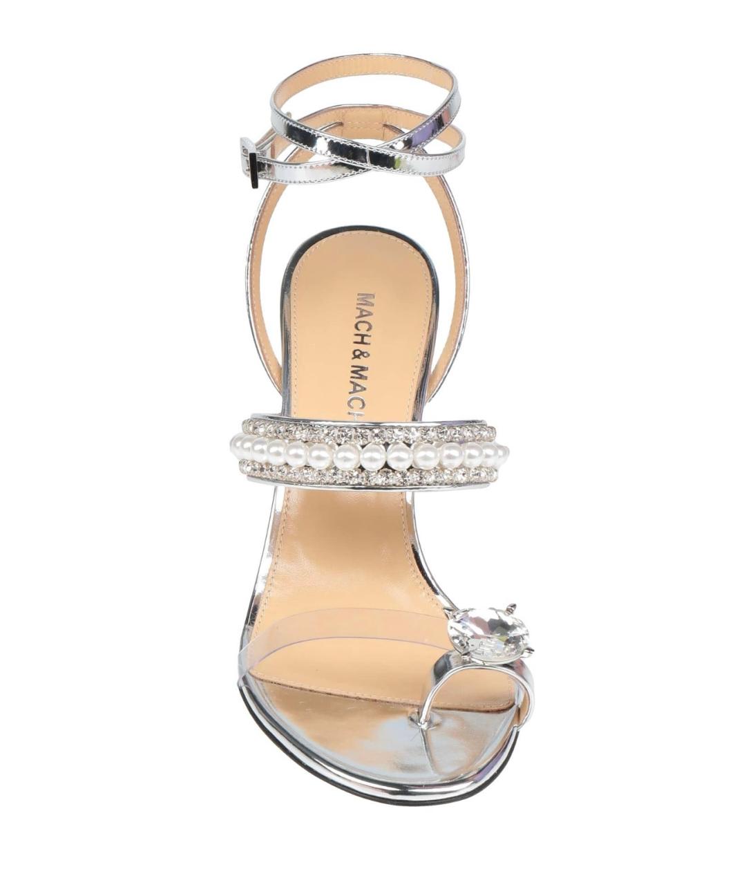 MACH&MACH Серебряные кожаные босоножки, фото 3