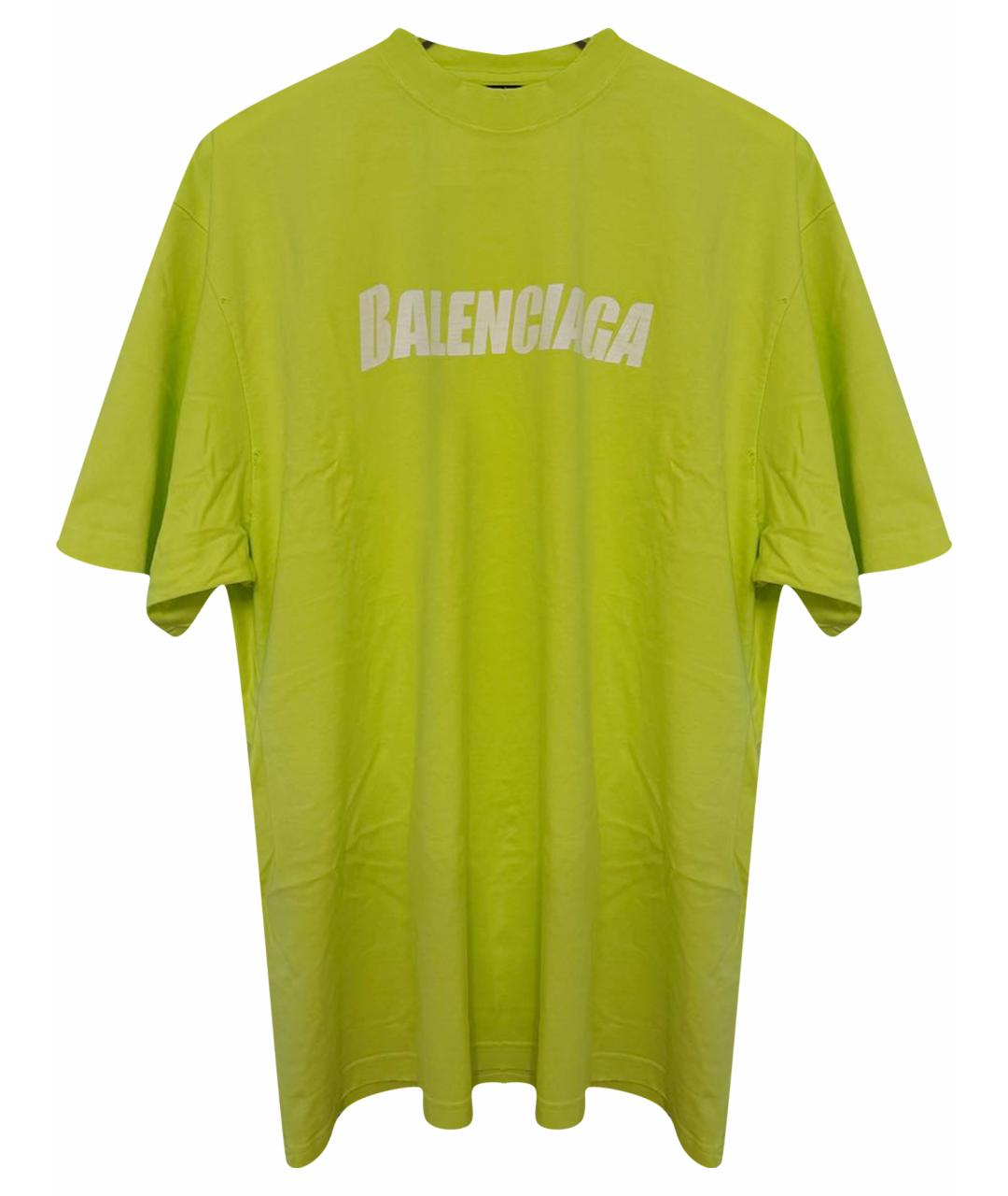 BALENCIAGA Салатовая хлопковая футболка, фото 1