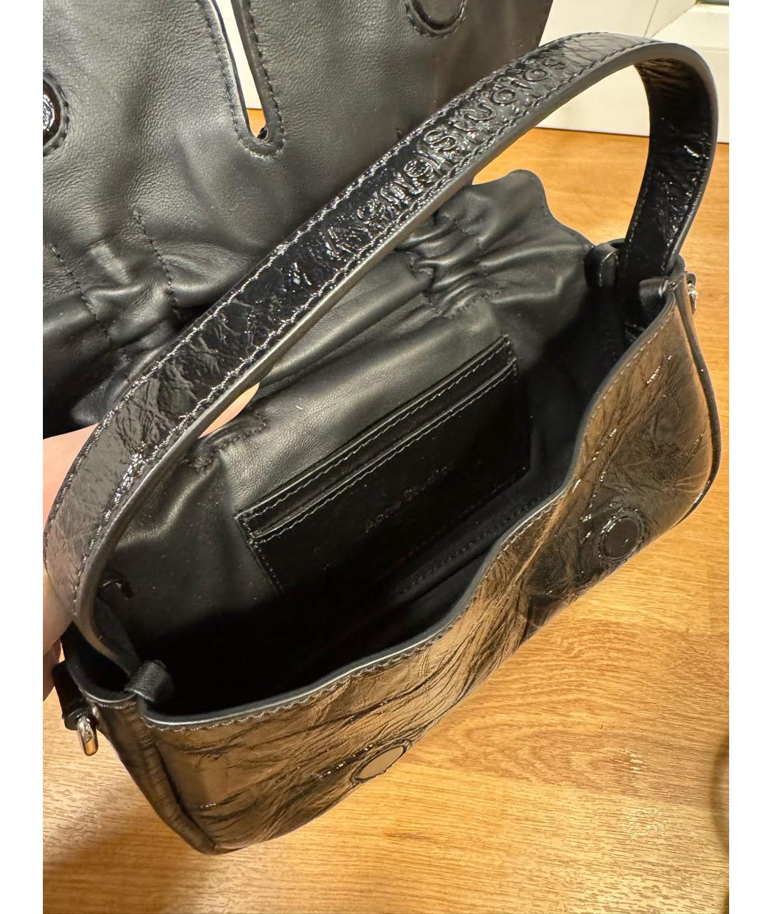 ACNE STUDIOS Черная кожаная сумка с короткими ручками, фото 4