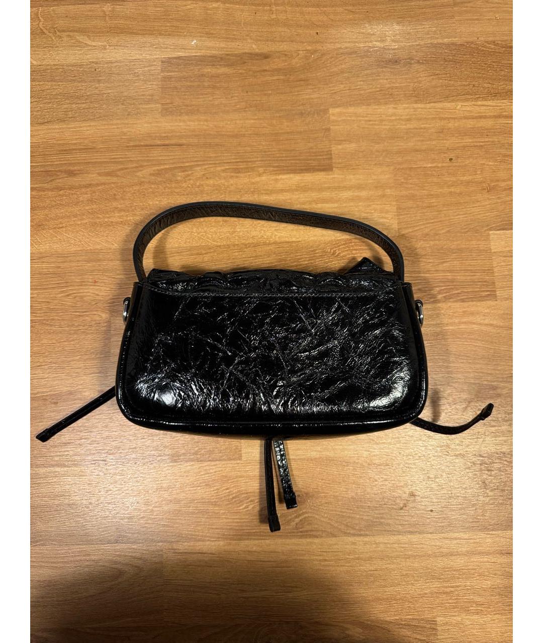 ACNE STUDIOS Черная кожаная сумка с короткими ручками, фото 3