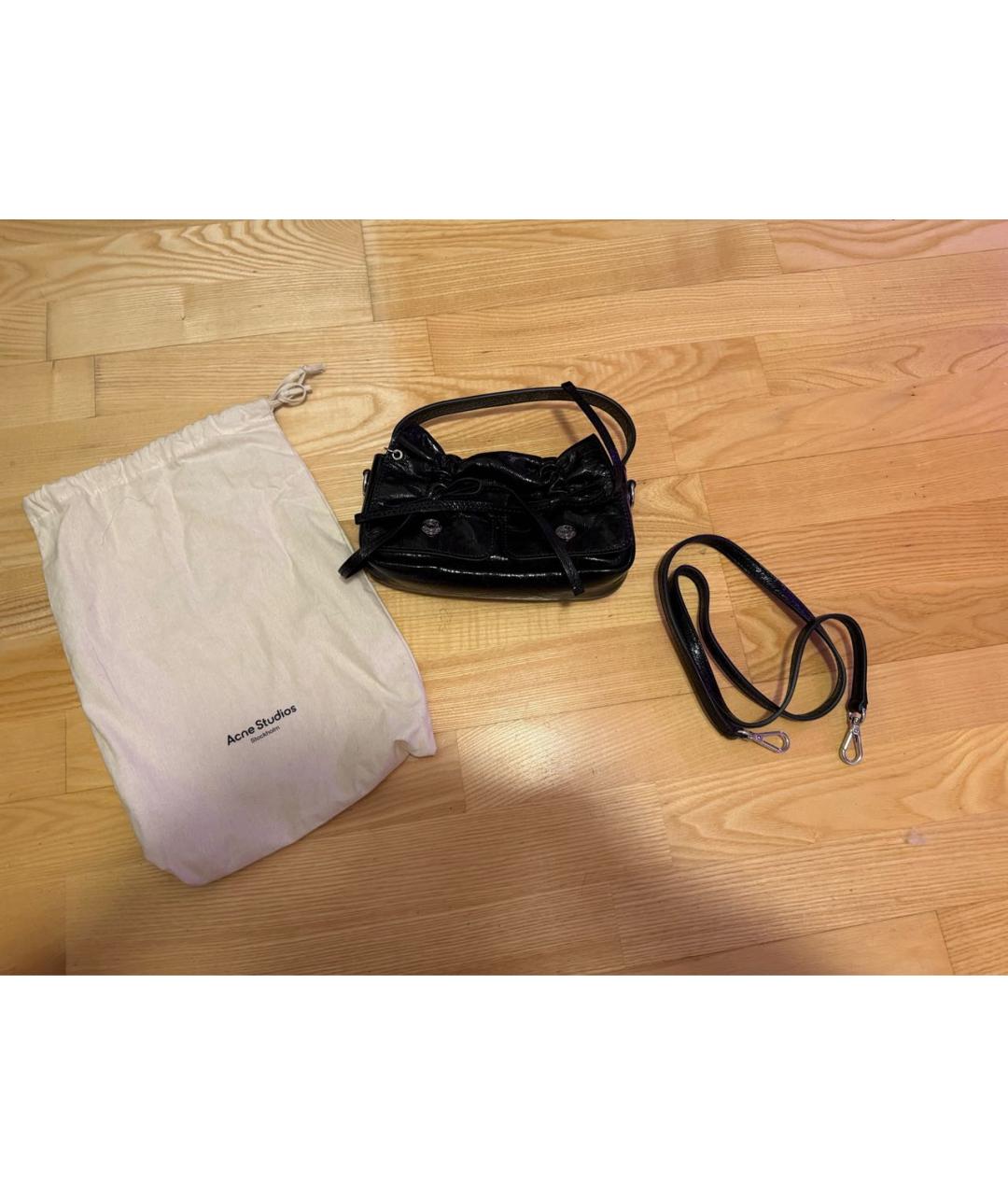ACNE STUDIOS Черная кожаная сумка с короткими ручками, фото 5