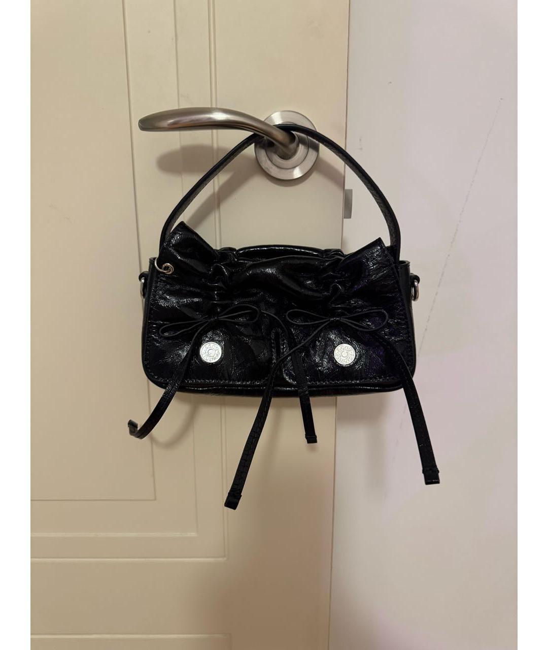 ACNE STUDIOS Черная кожаная сумка с короткими ручками, фото 6