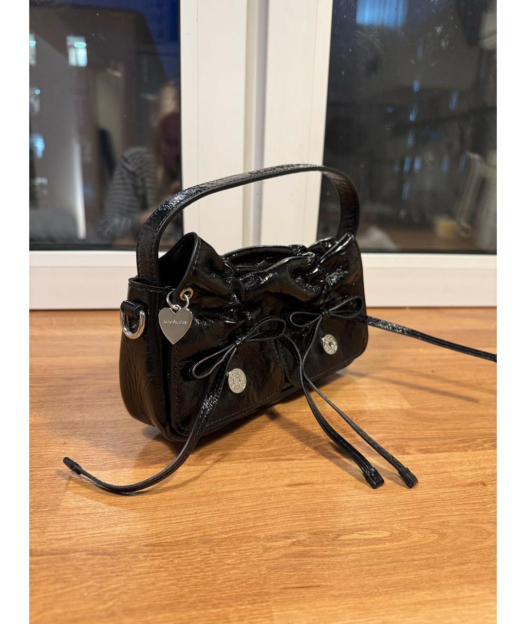 ACNE STUDIOS Черная кожаная сумка с короткими ручками, фото 2