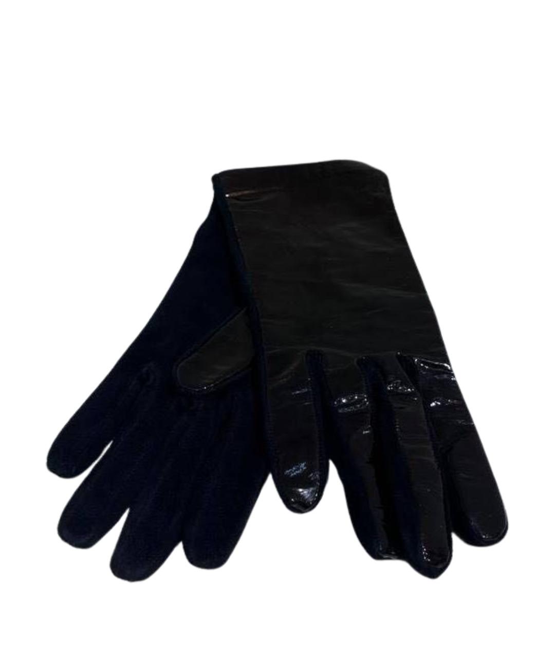 SAINT LAURENT Черные кожаные перчатки, фото 1
