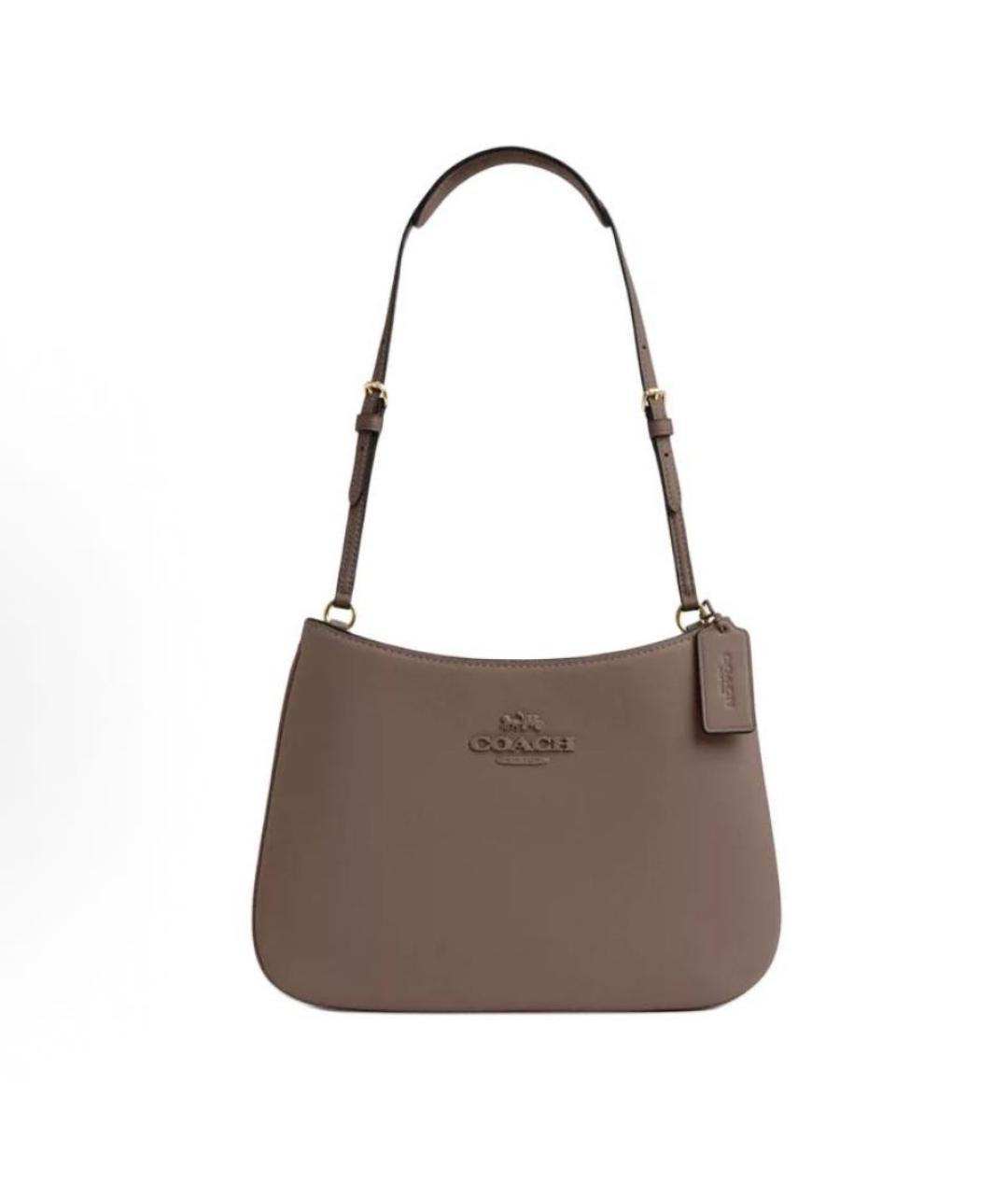 COACH Бежевая кожаная сумка через плечо, фото 6