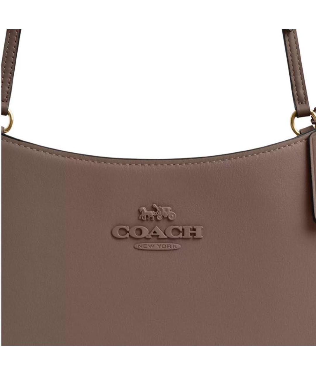 COACH Бежевая кожаная сумка через плечо, фото 4