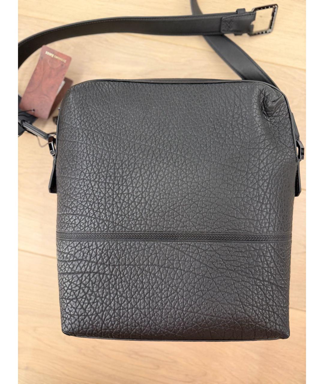 STEFANO RICCI Черная кожаная сумка на плечо, фото 4