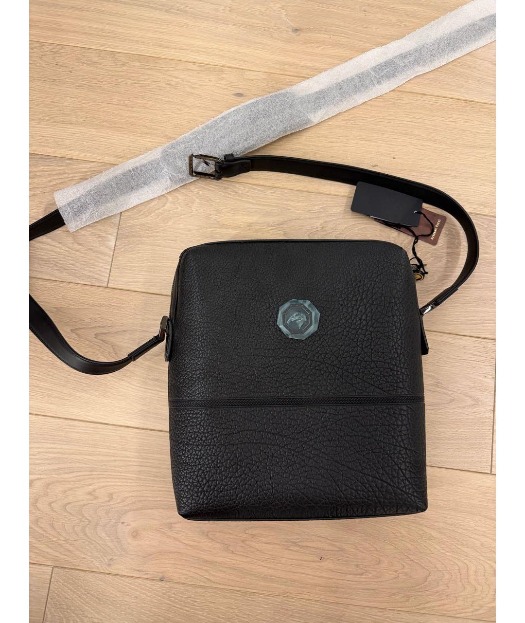 STEFANO RICCI Черная кожаная сумка на плечо, фото 7