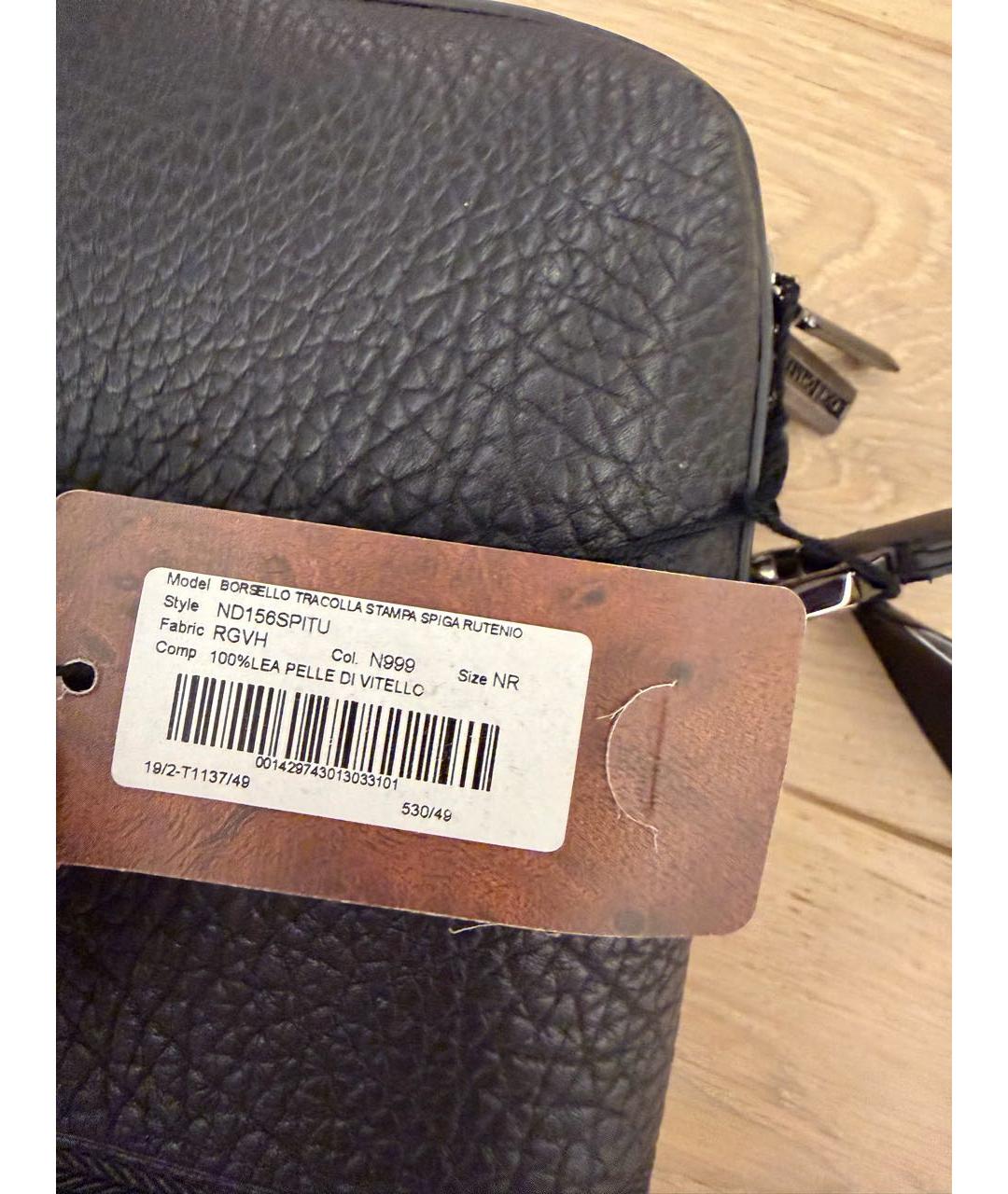 STEFANO RICCI Черная кожаная сумка на плечо, фото 5