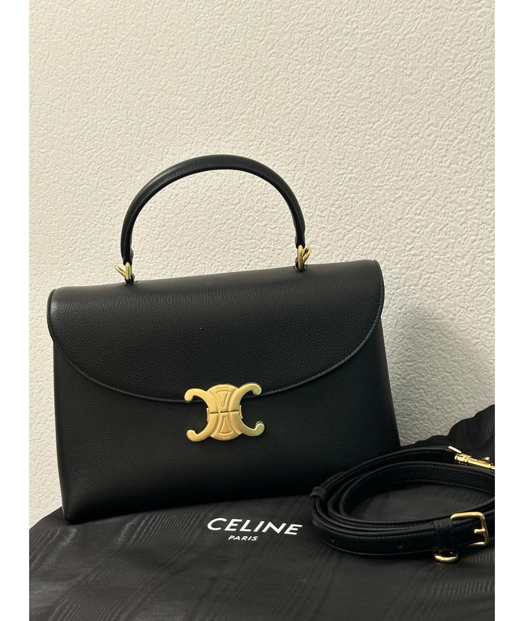 CELINE Черная кожаная сумка с короткими ручками, фото 6