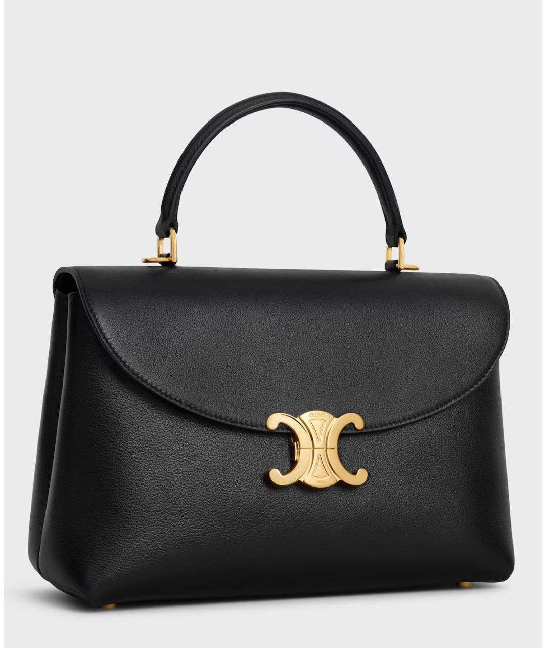 CELINE Черная кожаная сумка с короткими ручками, фото 2