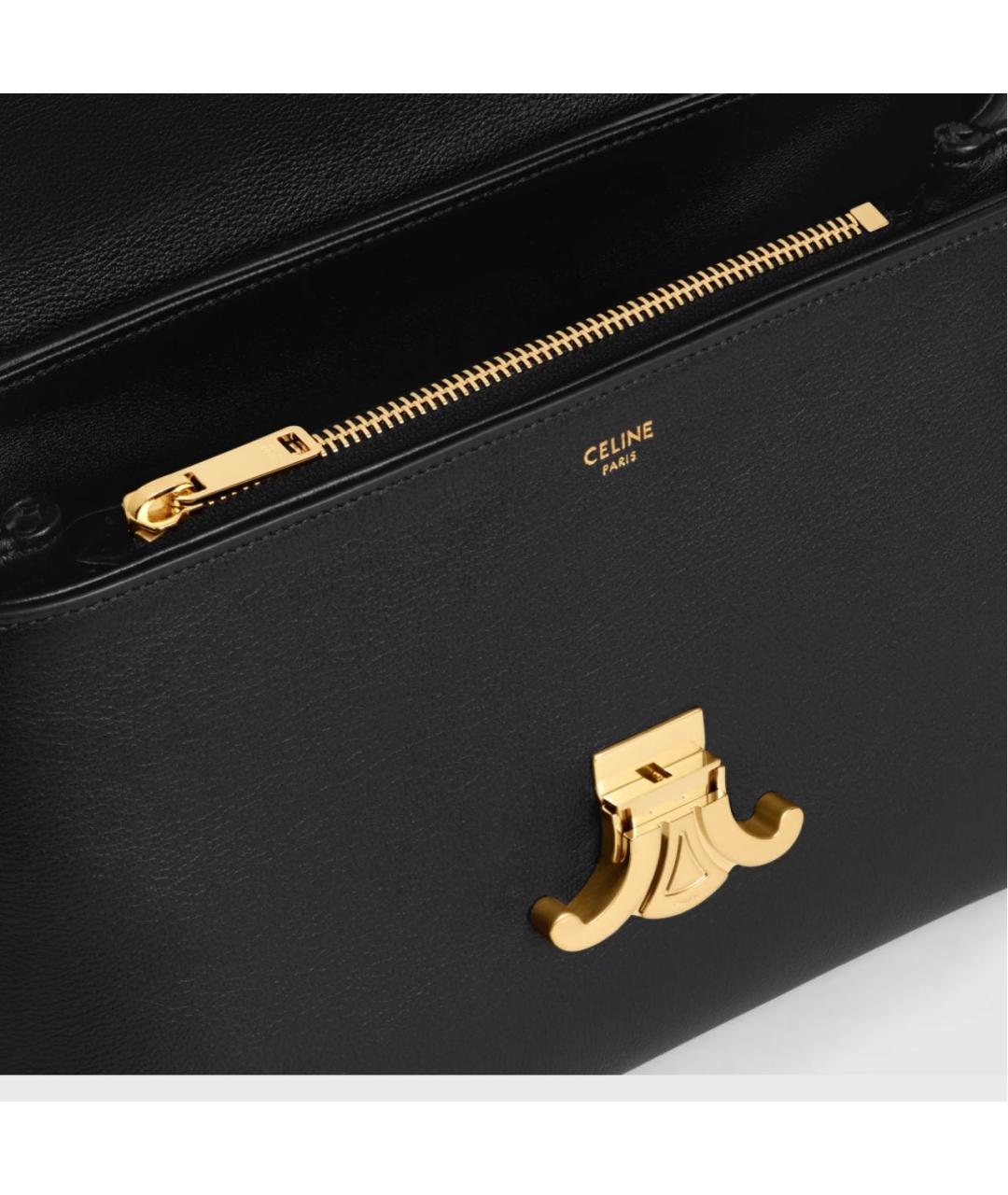 CELINE Черная кожаная сумка с короткими ручками, фото 4