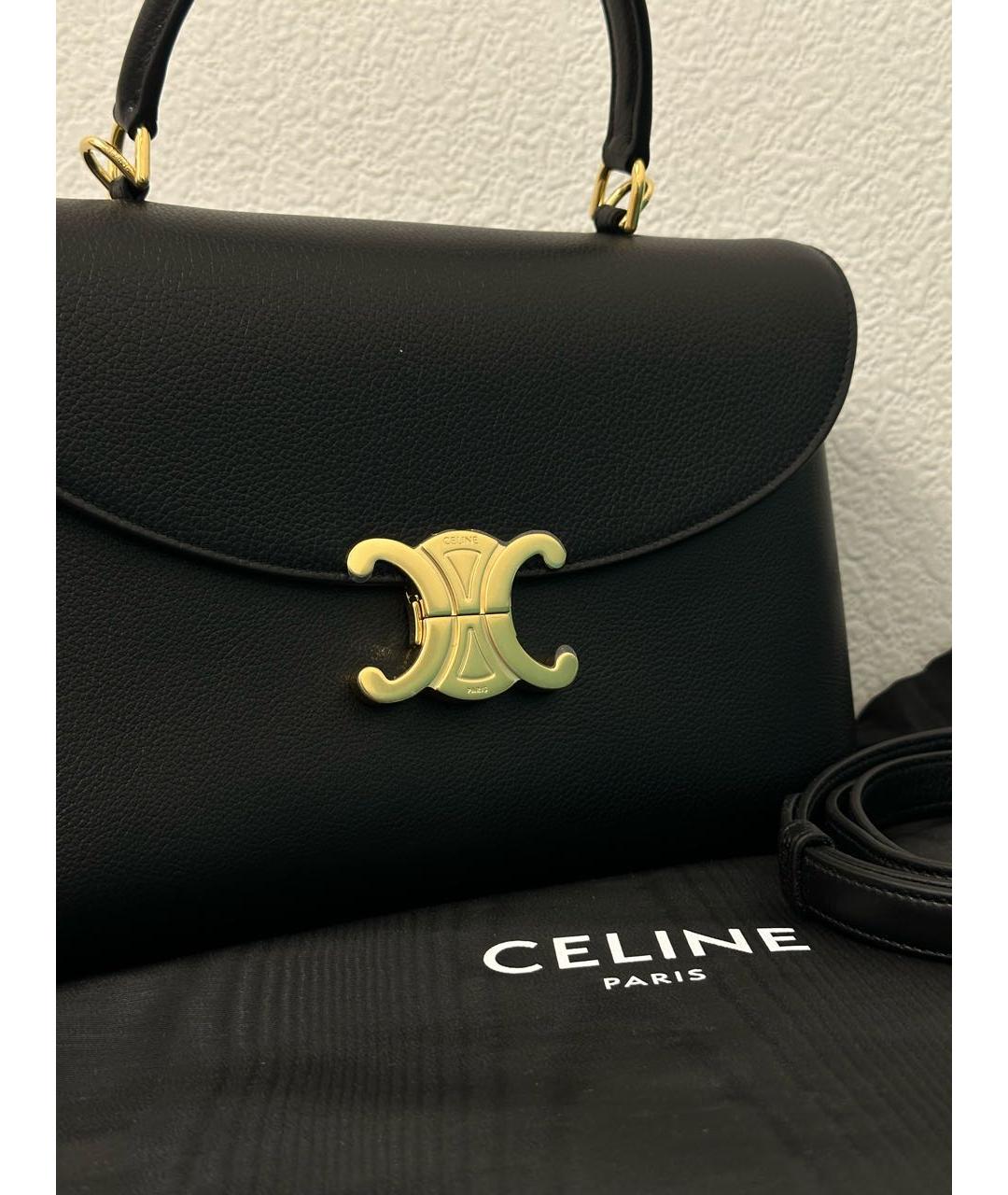 CELINE Черная кожаная сумка с короткими ручками, фото 5