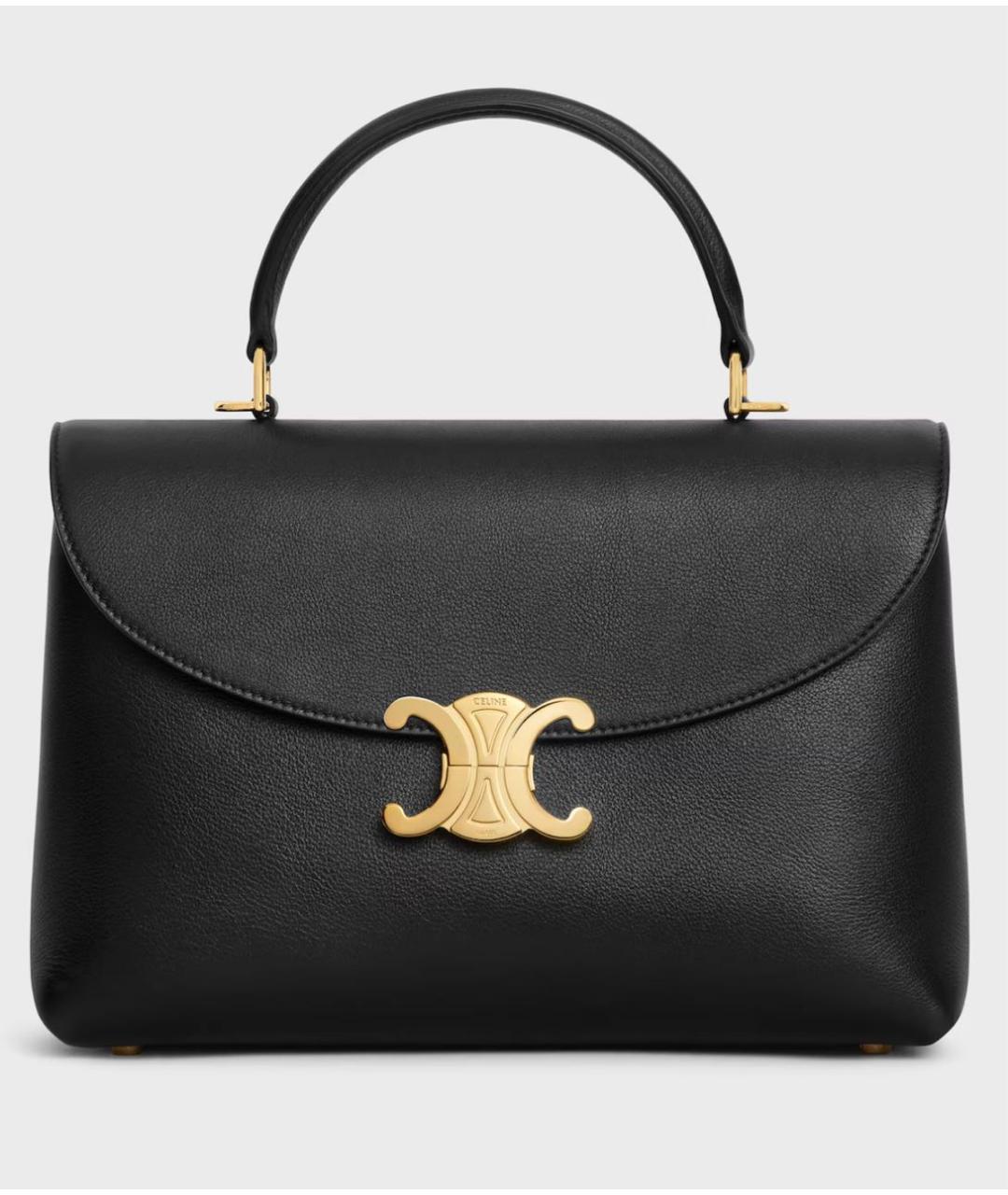 CELINE Черная кожаная сумка с короткими ручками, фото 7
