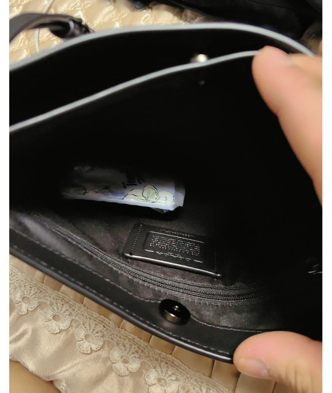 COACH Черная кожаная сумка через плечо, фото 7