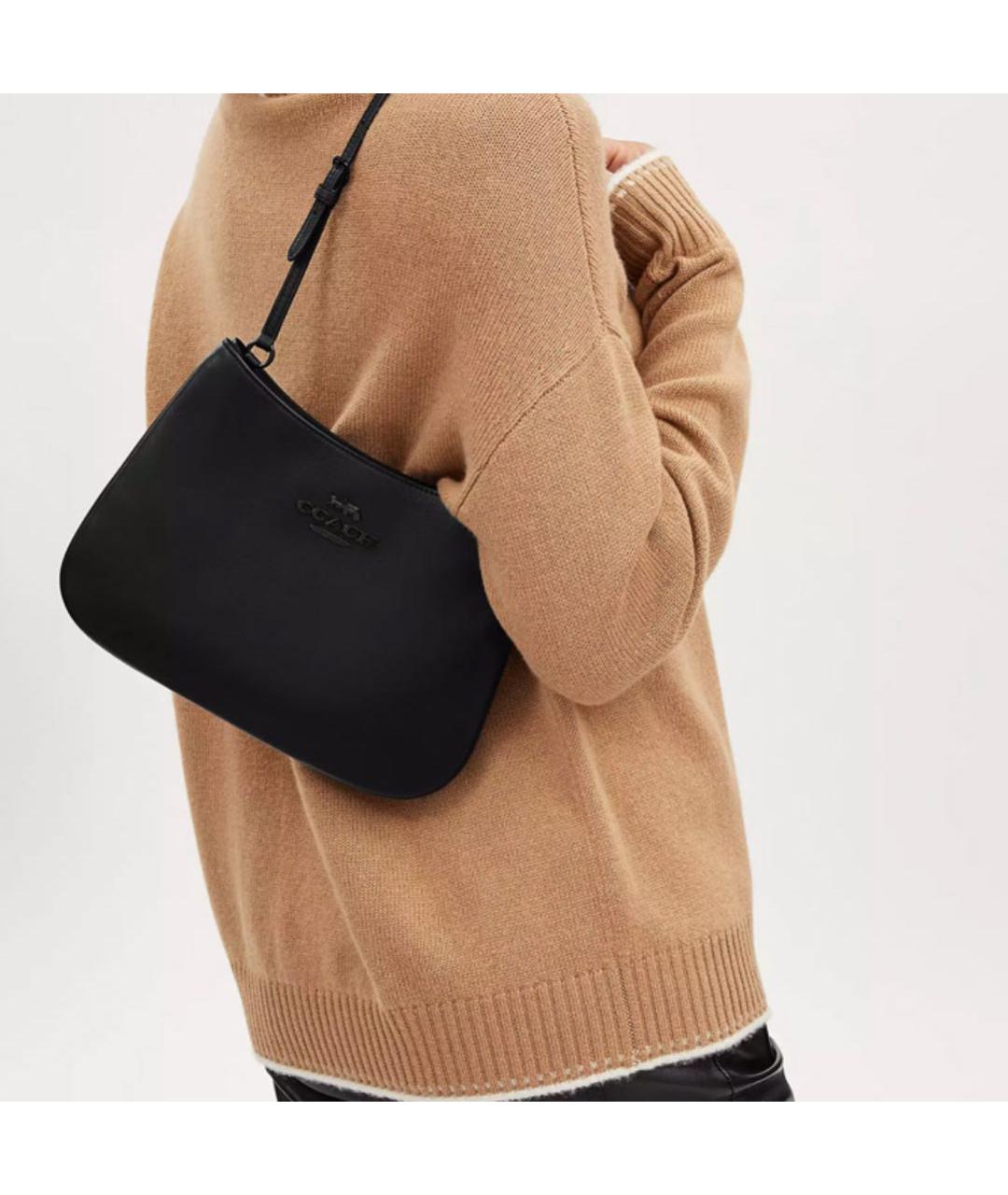 COACH Черная кожаная сумка через плечо, фото 4