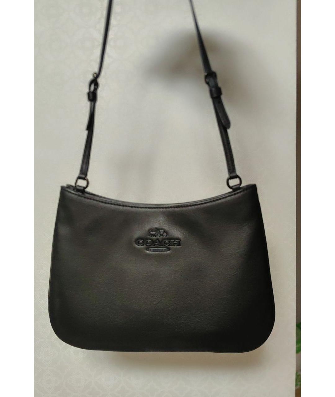 COACH Черная кожаная сумка через плечо, фото 5