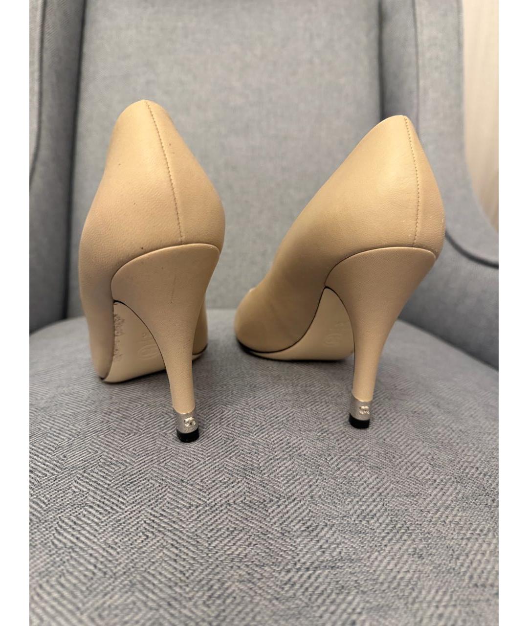 CHANEL Бежевые кожаные туфли, фото 4