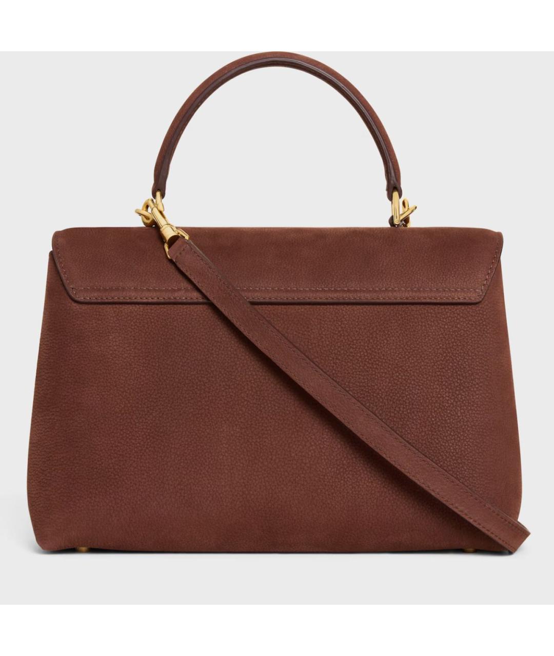 CELINE Коричневая кожаная сумка с короткими ручками, фото 3