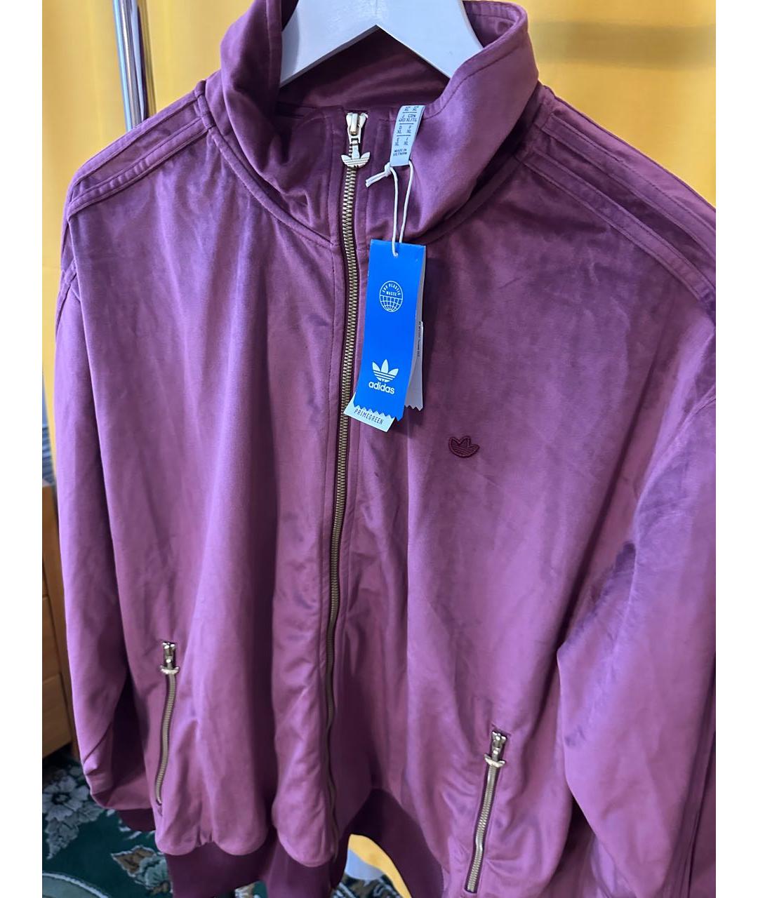 ADIDAS Бордовая велюровая спортивная куртка, фото 8