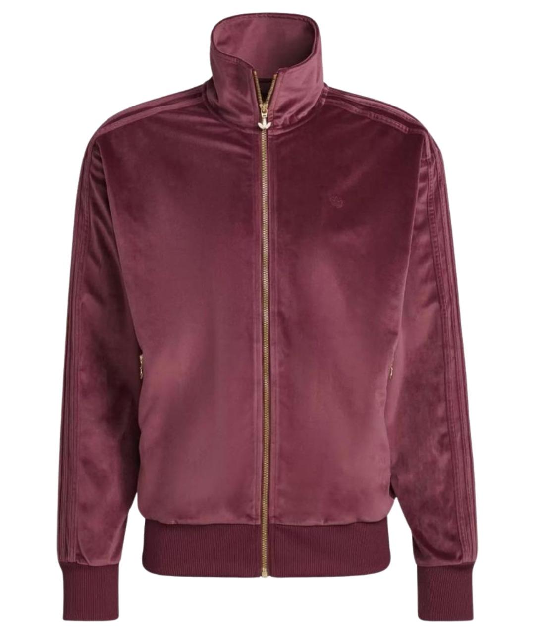ADIDAS Бордовая велюровая спортивная куртка, фото 1