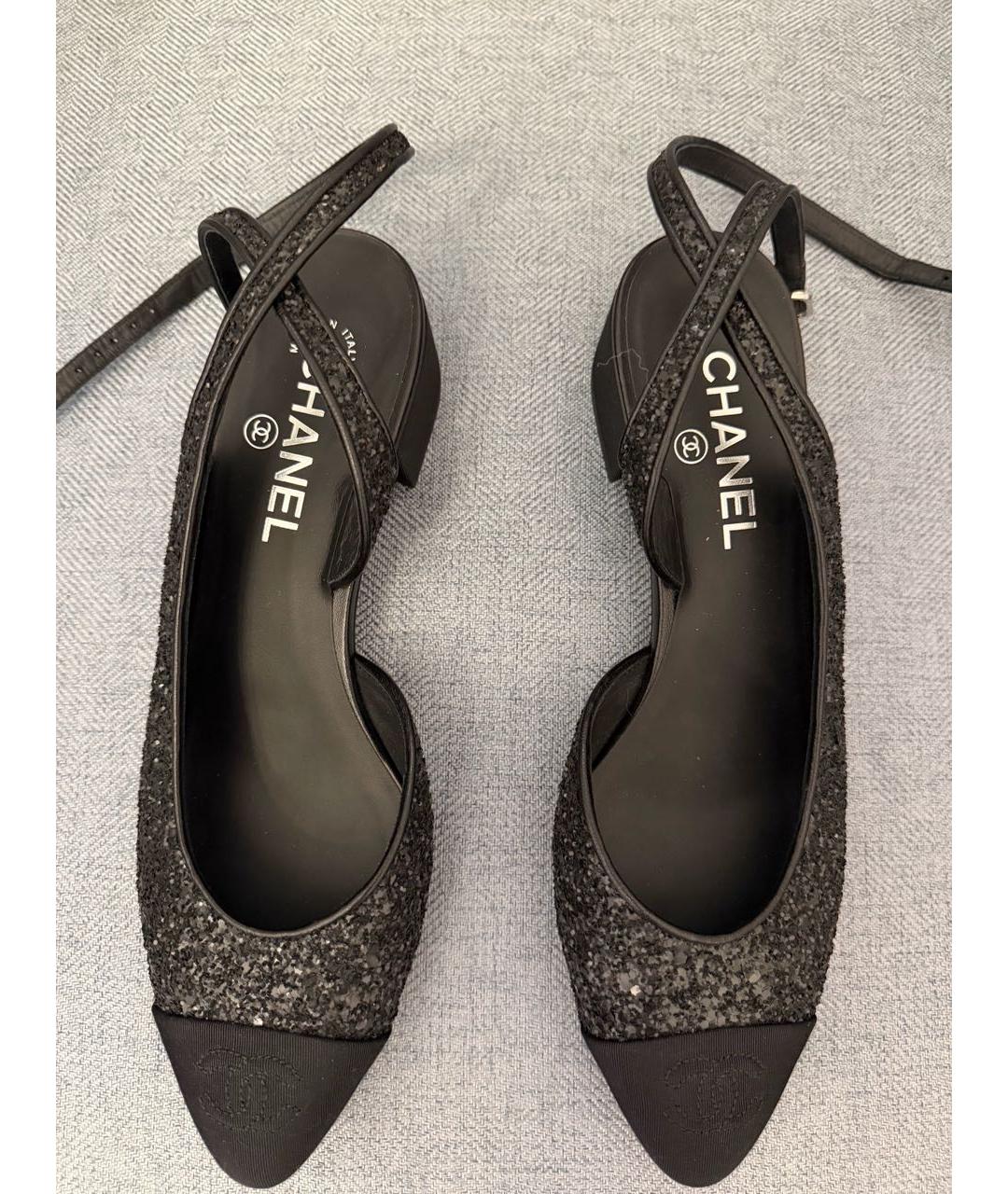 CHANEL Черные текстильные туфли, фото 2