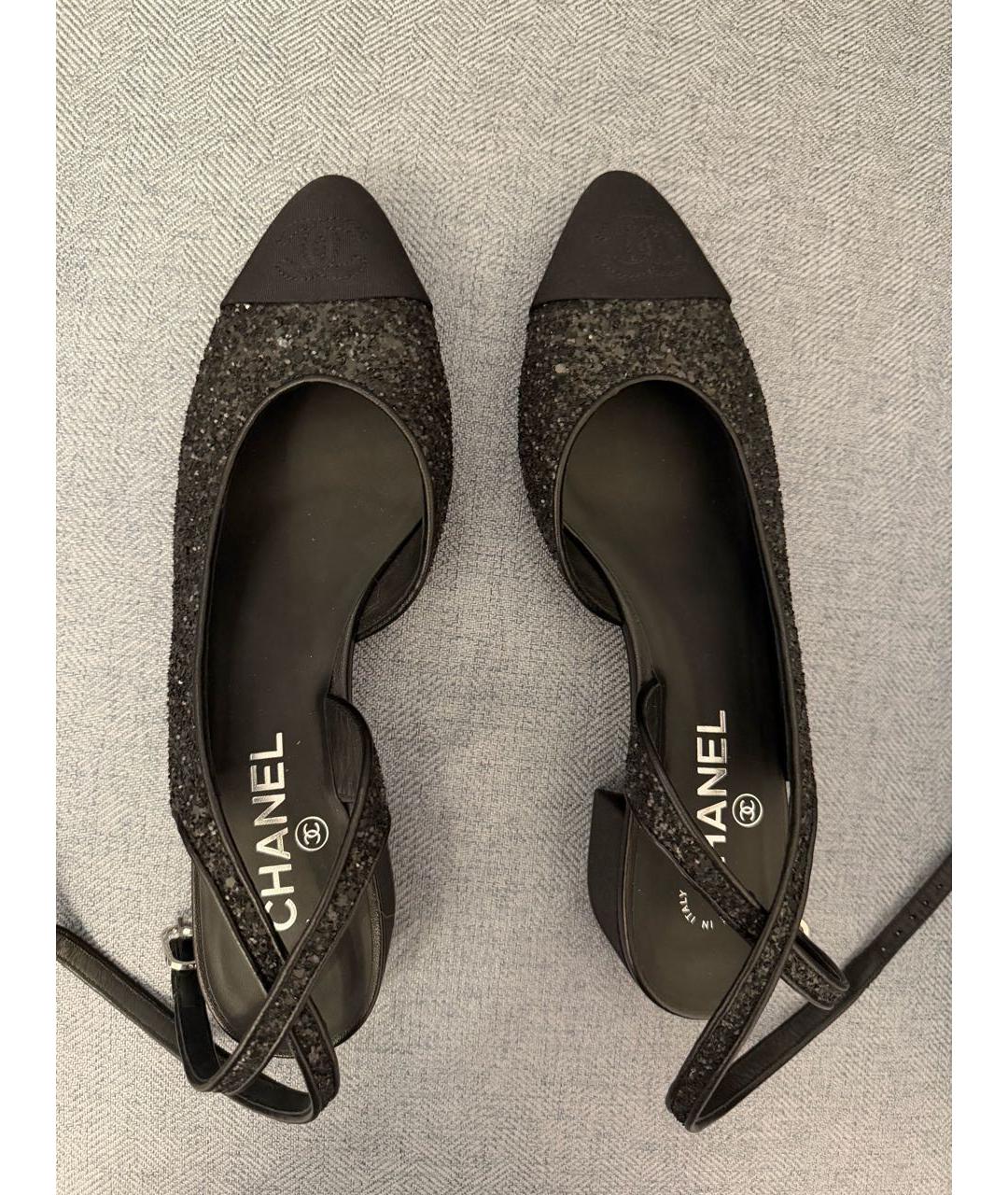 CHANEL Черные текстильные туфли, фото 3