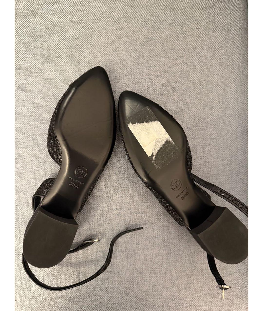 CHANEL Черные текстильные туфли, фото 4