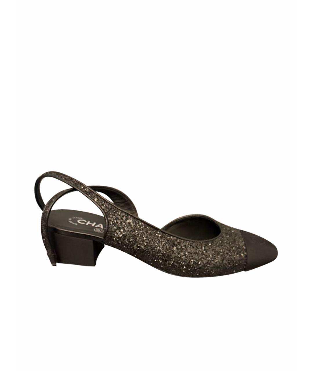 CHANEL Черные текстильные туфли, фото 1