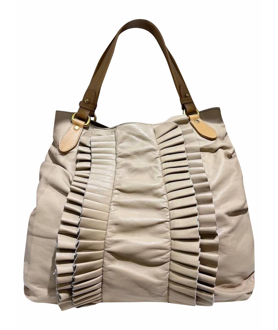 ETRO Бежевая кожаная сумка с короткими ручками, фото 1