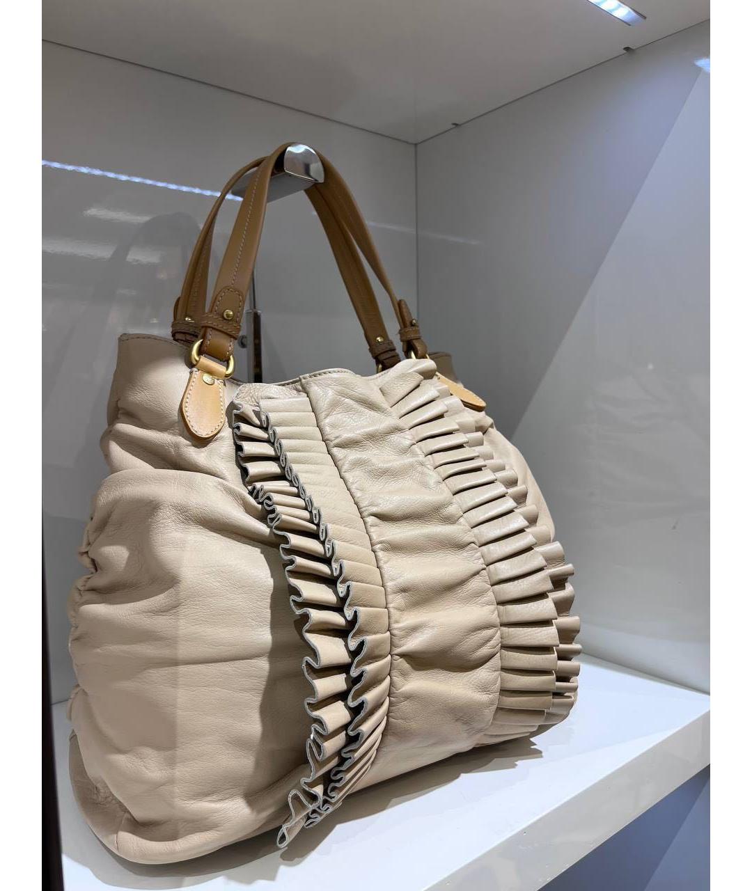 ETRO Бежевая кожаная сумка с короткими ручками, фото 2