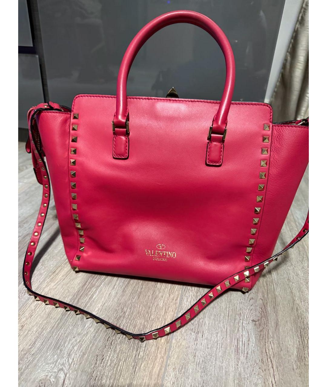 VALENTINO Красная кожаная сумка тоут, фото 3