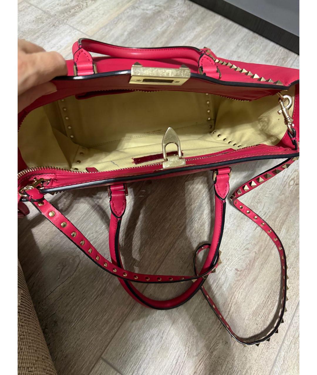 VALENTINO Красная кожаная сумка тоут, фото 4