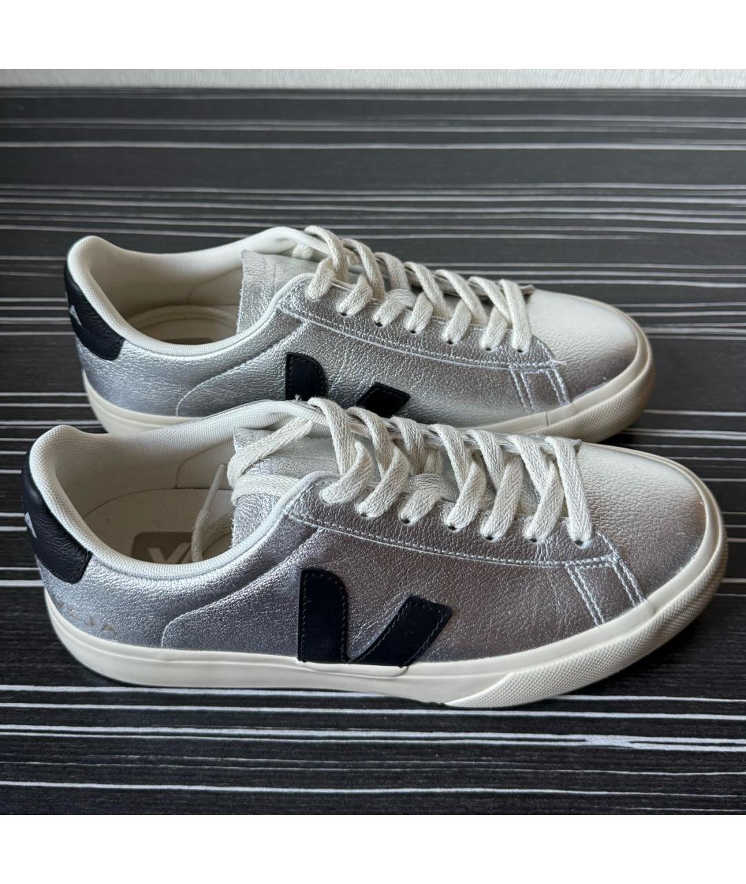 VEJA Серебряные кожаные кеды, фото 2