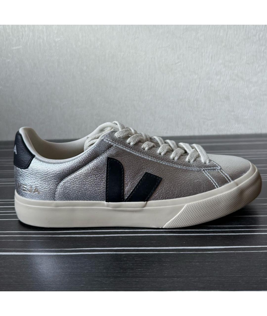 VEJA Серебряные кожаные кеды, фото 7