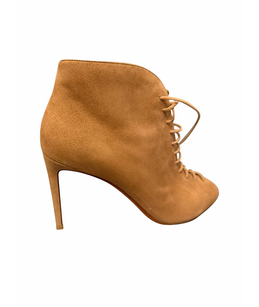 SANTONI Бежевые замшевые ботильоны, фото 1