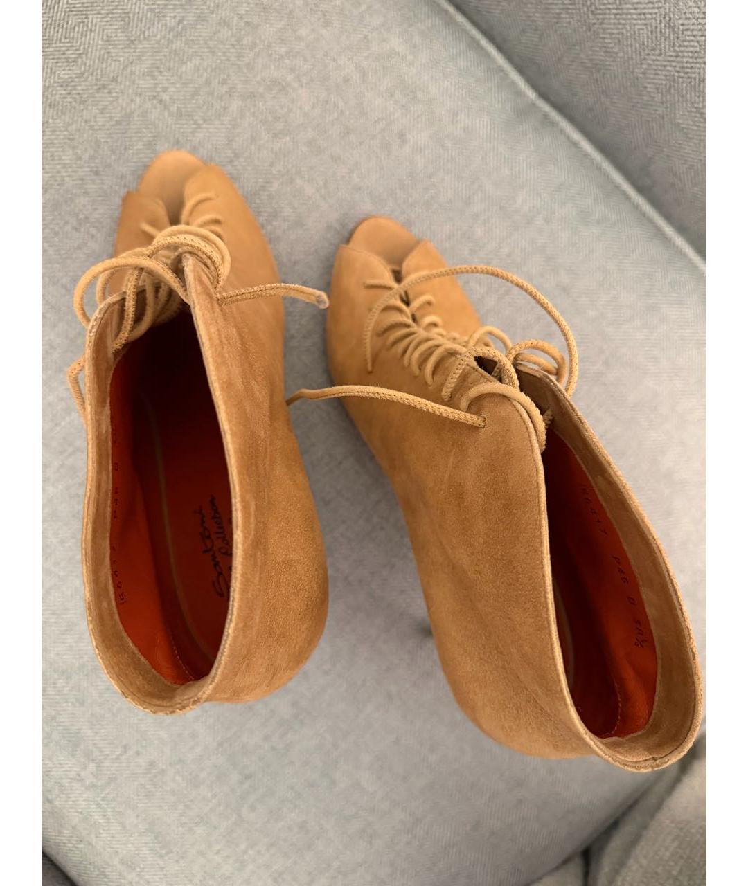 SANTONI Бежевые замшевые ботильоны, фото 3