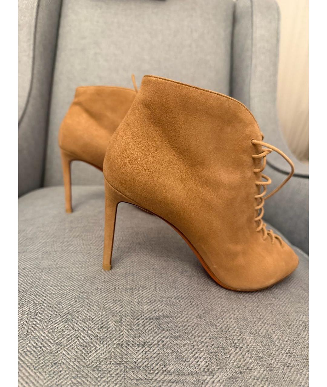 SANTONI Бежевые замшевые ботильоны, фото 4