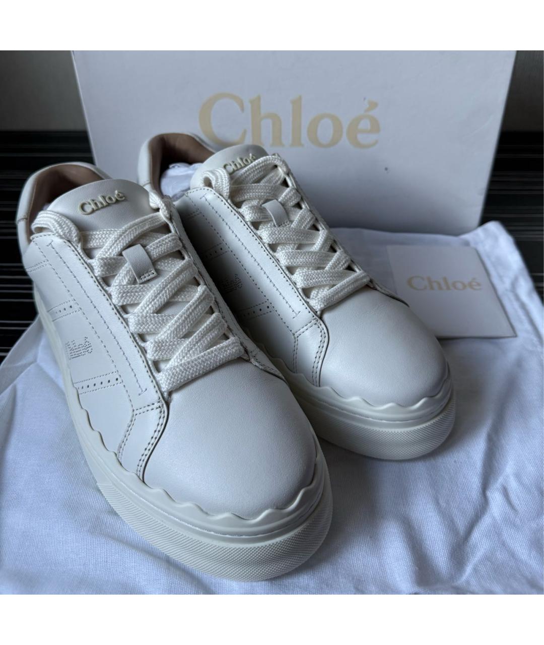 CHLOE Белые кожаные кеды, фото 6