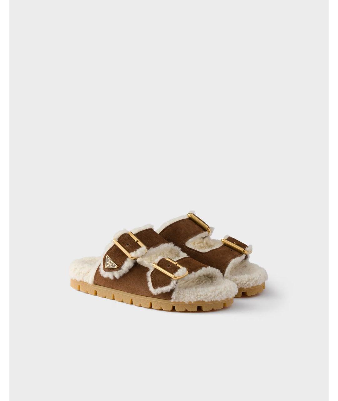 PRADA Коричневые кожаные сандалии, фото 2