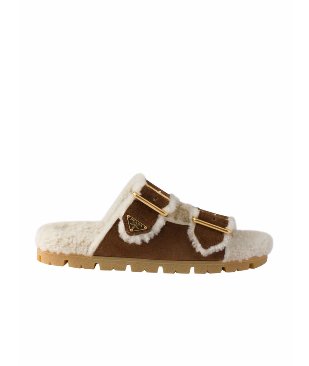 PRADA Коричневые кожаные сандалии, фото 1