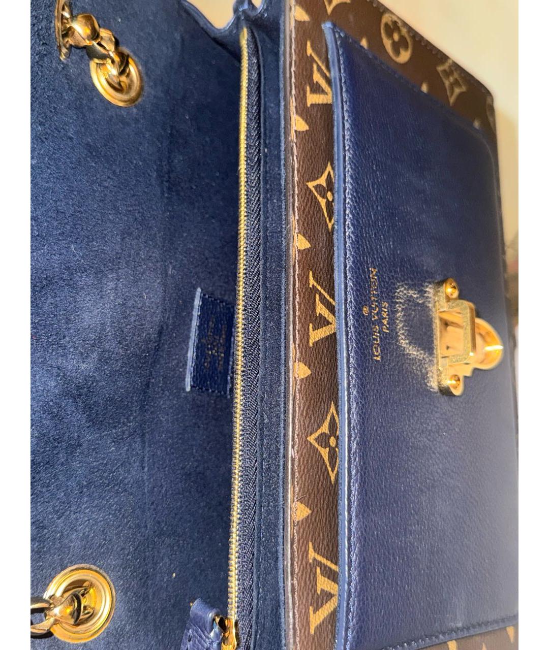 LOUIS VUITTON Темно-синяя кожаная сумка через плечо, фото 4