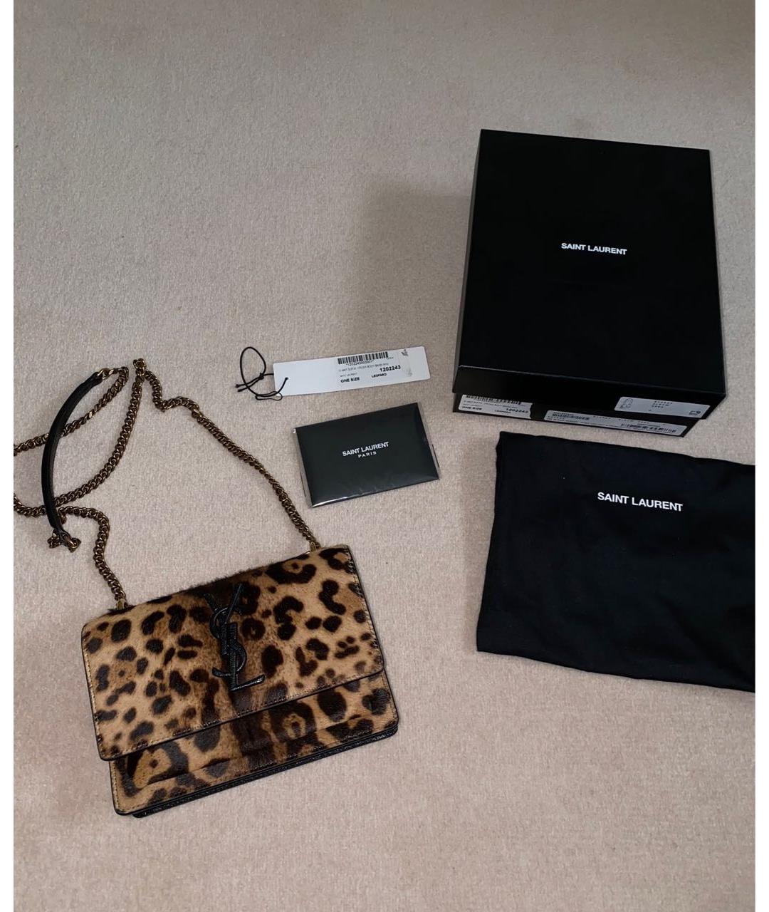 SAINT LAURENT Коричневая меховая сумка через плечо, фото 8