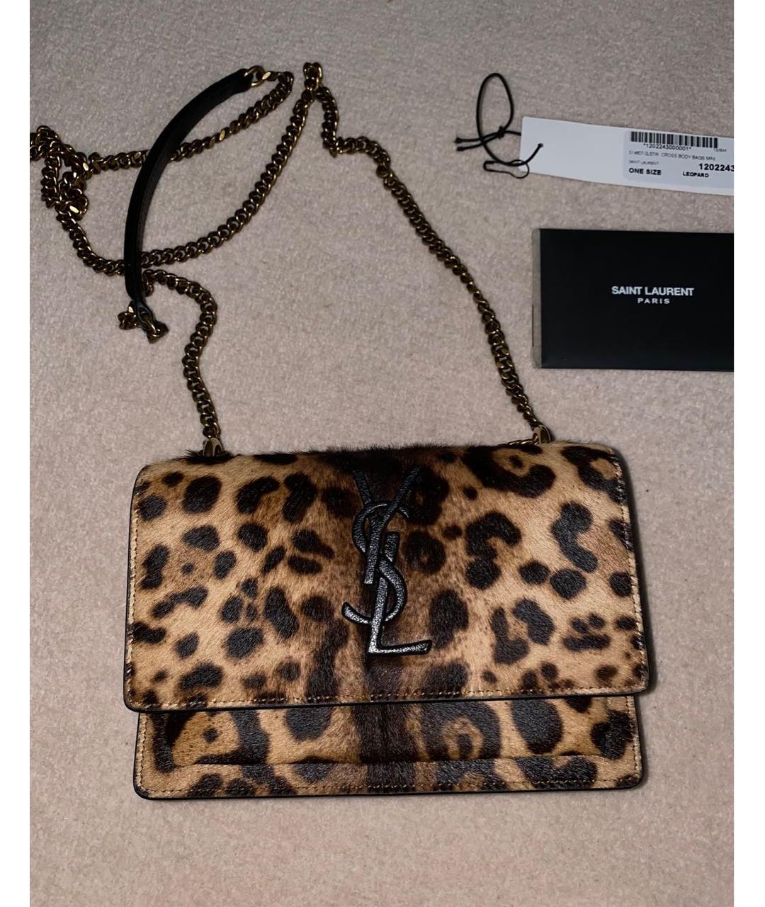 SAINT LAURENT Коричневая меховая сумка через плечо, фото 9