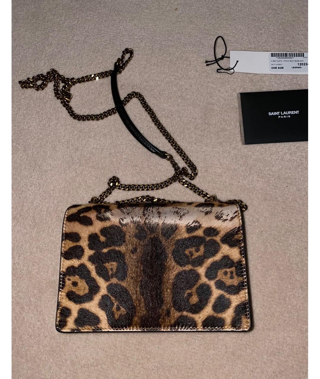 SAINT LAURENT Коричневая меховая сумка через плечо, фото 3