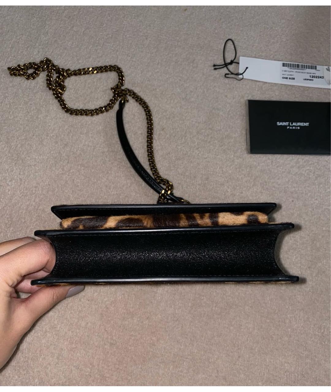 SAINT LAURENT Коричневая меховая сумка через плечо, фото 4