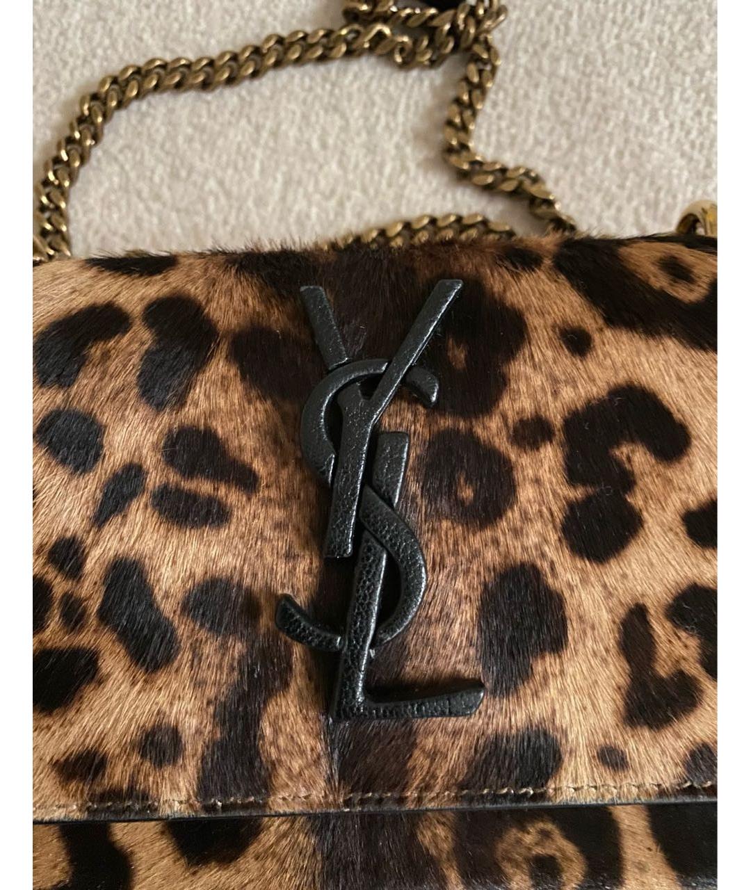 SAINT LAURENT Коричневая меховая сумка через плечо, фото 5