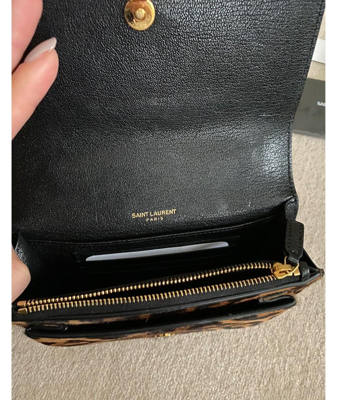 SAINT LAURENT Коричневая меховая сумка через плечо, фото 6