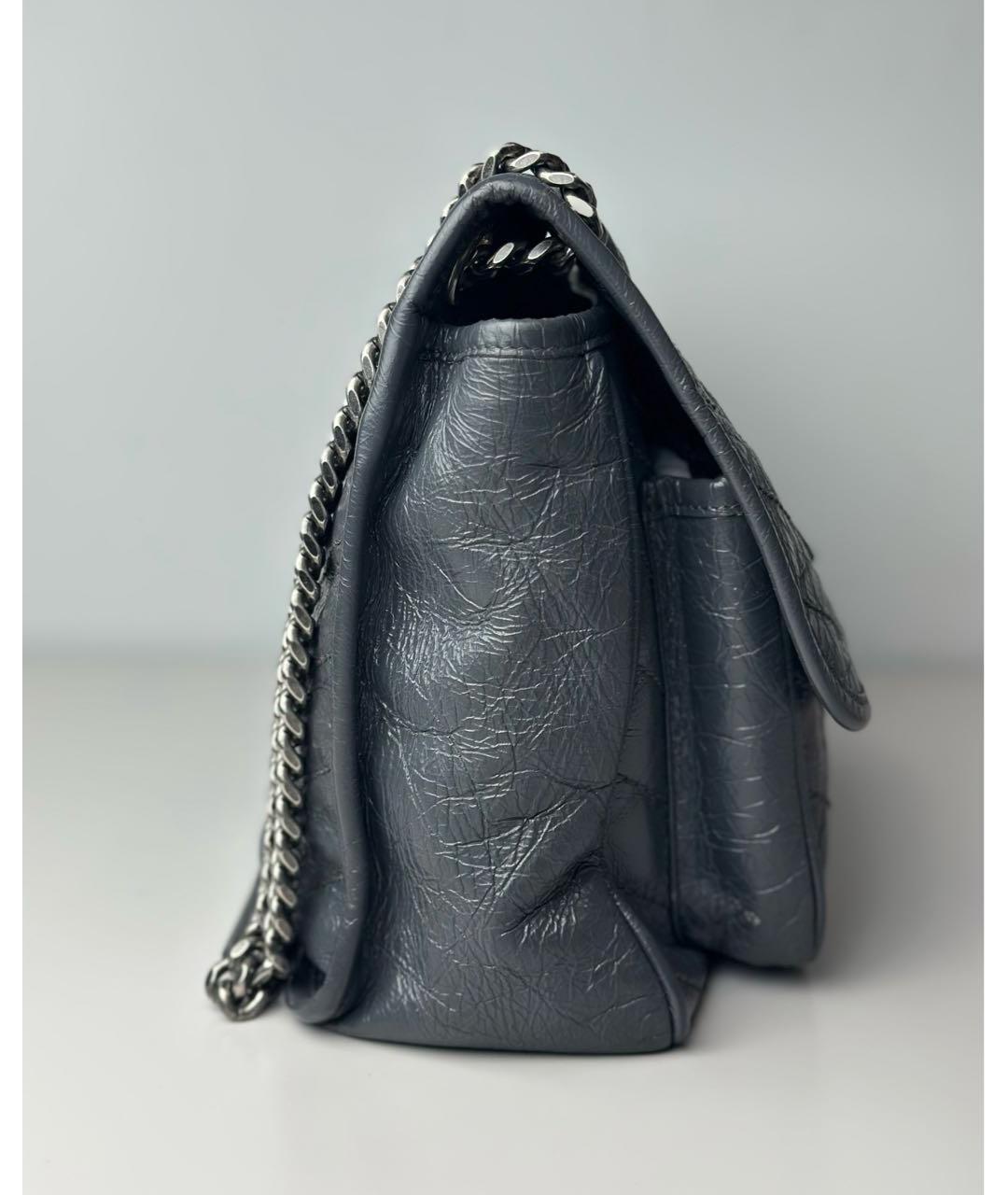 SAINT LAURENT Серая кожаная сумка через плечо, фото 6