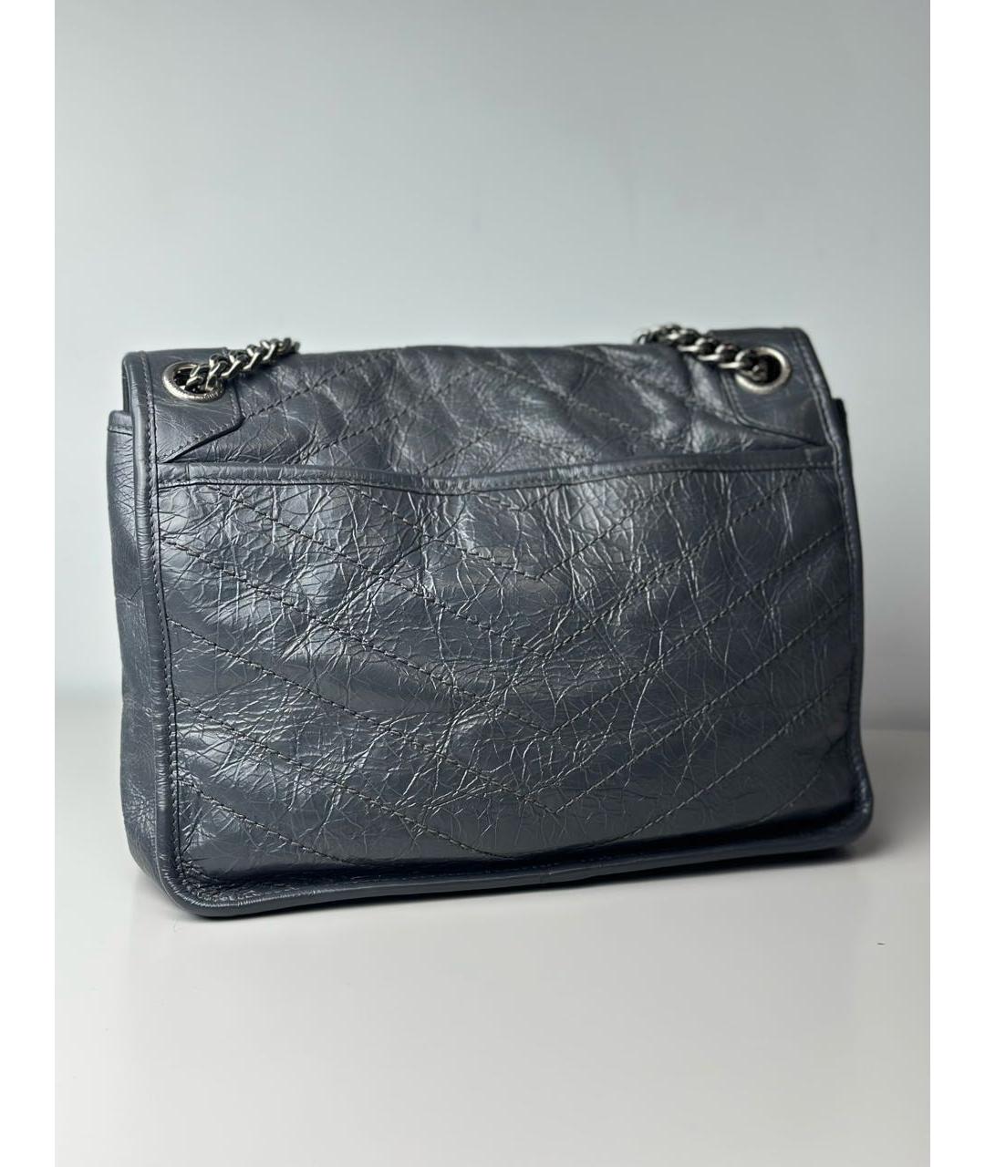 SAINT LAURENT Серая кожаная сумка через плечо, фото 3